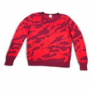 CAbi Red Camouflage Knit Sweater | Size Medium